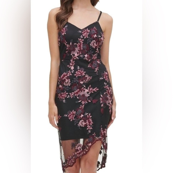 GUESS Sleeveless Floral Lace Chiffon Overlay Sheath Embroidered Mesh Dress new 8 - Picture 3 of 13